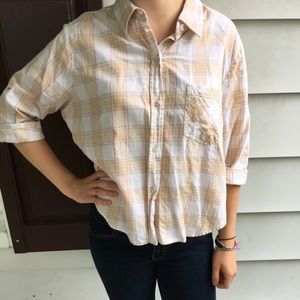 Yellow and white plaid flannel